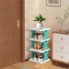 QONETIC 4 Layer Plastic Shoe Rack for Home Stackable & Adjustable Shoe Organizer Shelf for Entryway, Bedroom & Corner Use Space-Saving Foldable Stand with Book & Shoe Storage Slots (4-Layer)