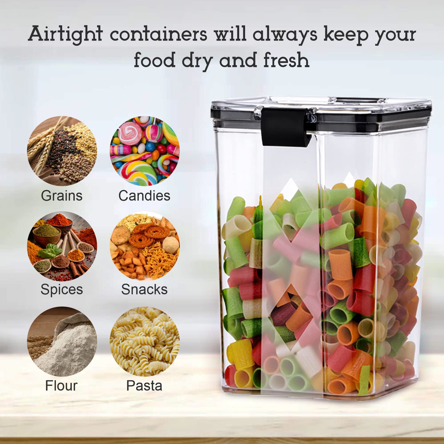 GOLWYN Air Tight Containers For Kitchen Storage Set, Bpa Container For Kitchen Storage Set, Kitchen Organizer And Kitchen Accessories Items & Storage(1200 Ml Set Of 8)(Plastic)Transparent - Image 2