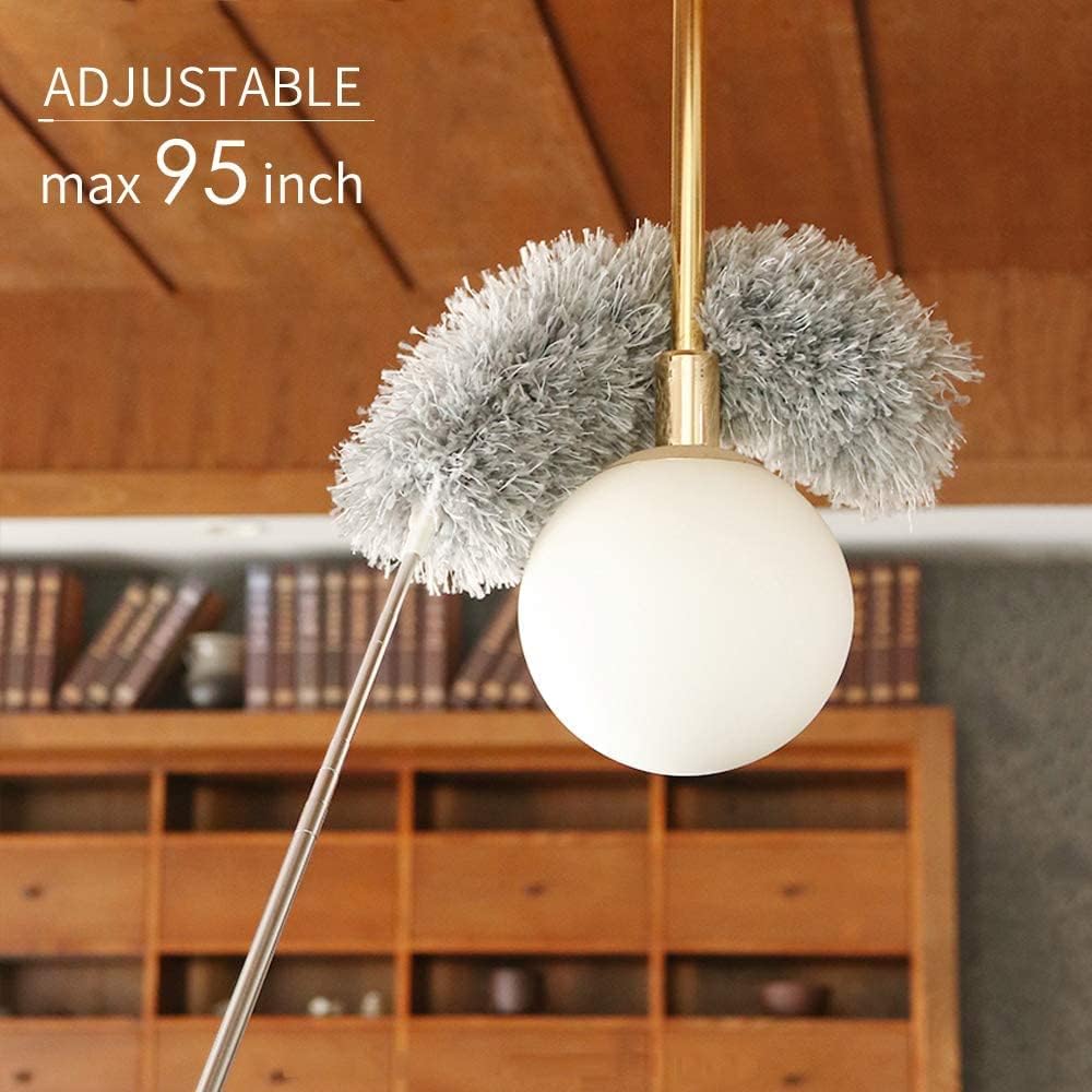 VOLTURI Microfiber Feather Duster Bendable & Extendable Fan Cleaning Duster with 100 inches Expandable Pole Handle Washable Duster for High Ceiling Fans,Window Blinds, Furniture (Standard) - Image 4